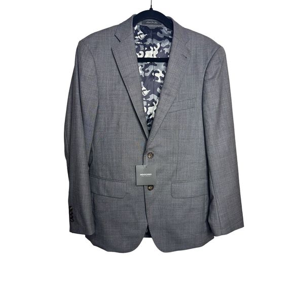 Indochino New Bespoke 2 Button Gray Blazer Sport‎ Coat Jacket Men's Camo Lining - Picture 1 of 12